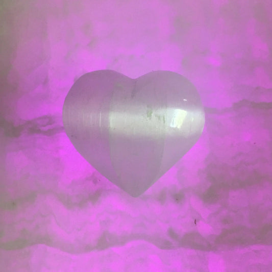Selenite Heart Teal Lily