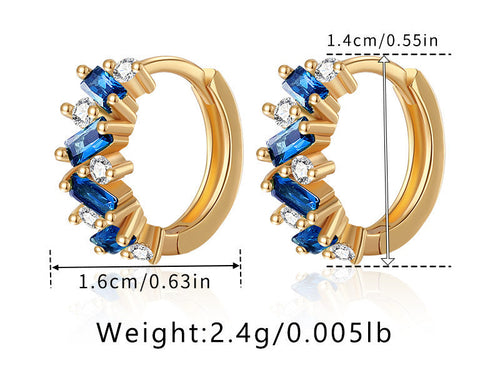 Leaf Inlaid Zircon Emerald Temperament Ear Clip Special-interest