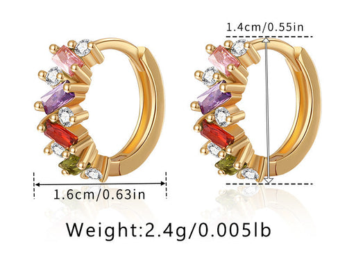Leaf Inlaid Zircon Emerald Temperament Ear Clip Special-interest
