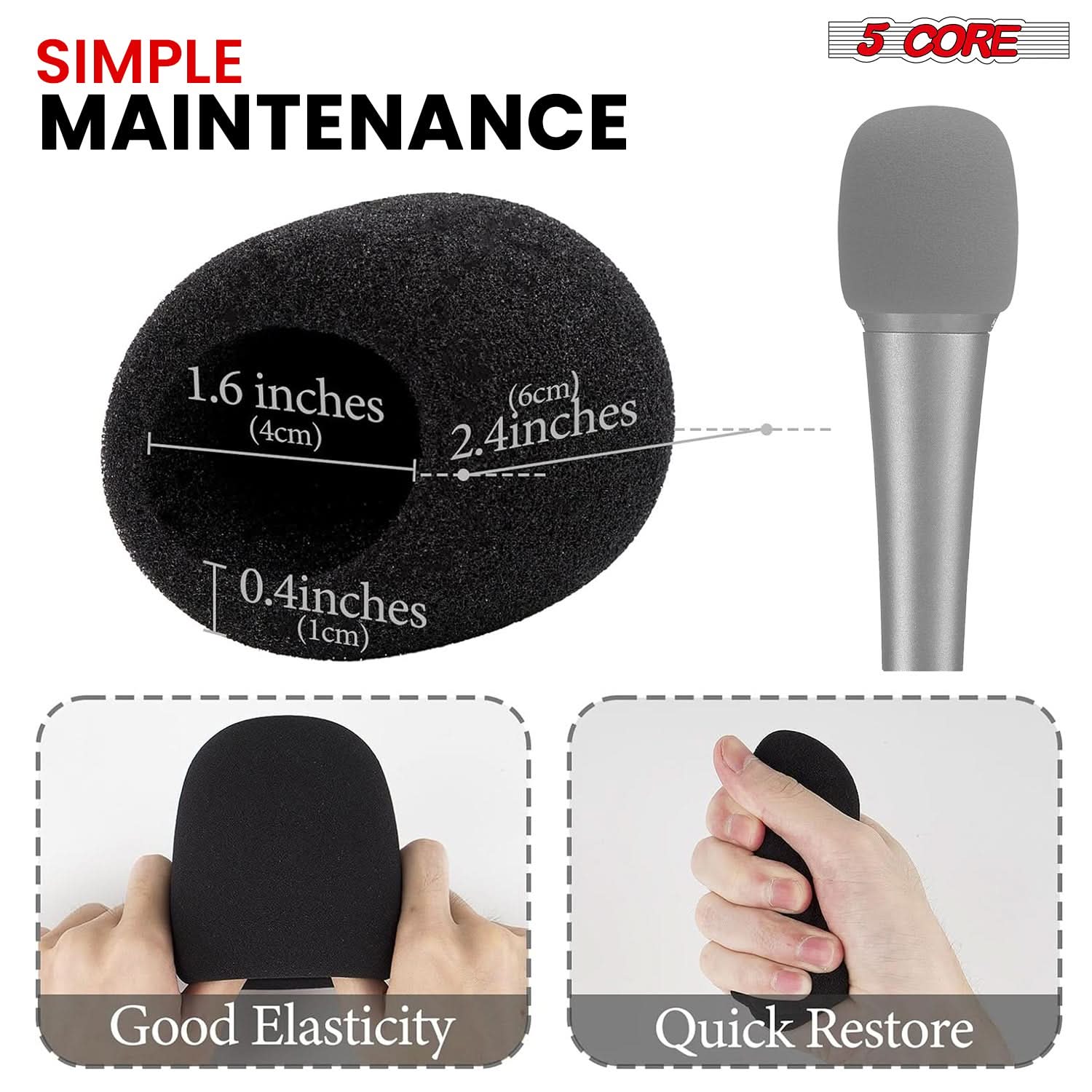 5Core Microphone Cover Soft Foam Mic Windscreen Windproof Sponge for