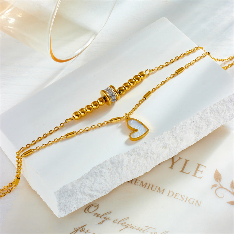 Fashion Jewelry Boho Classic Love Heart Ankle Chain Double Layer Chain