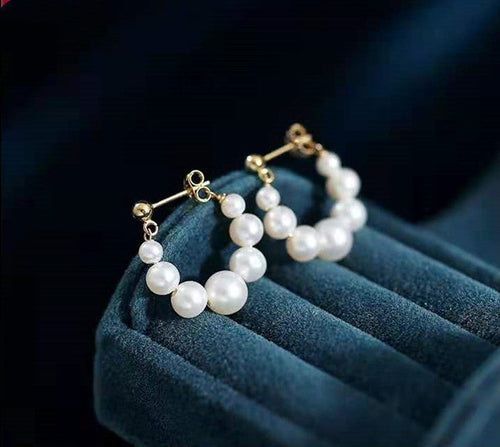 Sterling Silver Needle Japanese And Korean Pearl Earrings Non-piercing