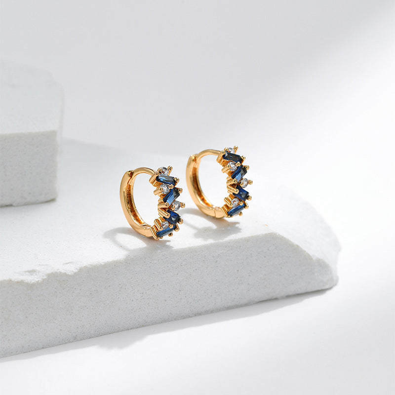 Leaf Inlaid Zircon Emerald Temperament Ear Clip Special-interest