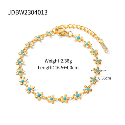 National Style Pastoral Oil-spot Glaze Flowers Necklace Bracelet