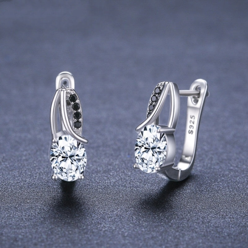 European And American Zircon Rhinestone Stud Earrings Copper Fashion
