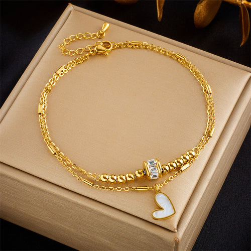 Fashion Jewelry Boho Classic Love Heart Ankle Chain Double Layer Chain
