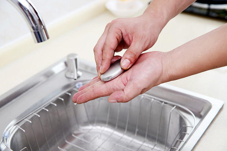 Oval Stainless Steel Fat Round Metal Odor Removal Soap Deodorant Large