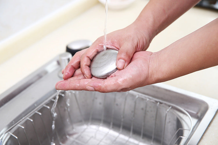 Oval Stainless Steel Fat Round Metal Odor Removal Soap Deodorant Large