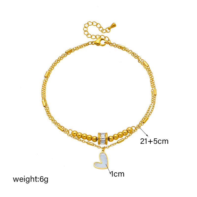 Fashion Jewelry Boho Classic Love Heart Ankle Chain Double Layer Chain