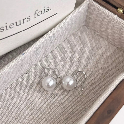 Sterling Silver Needle Japanese And Korean Pearl Earrings Non-piercing