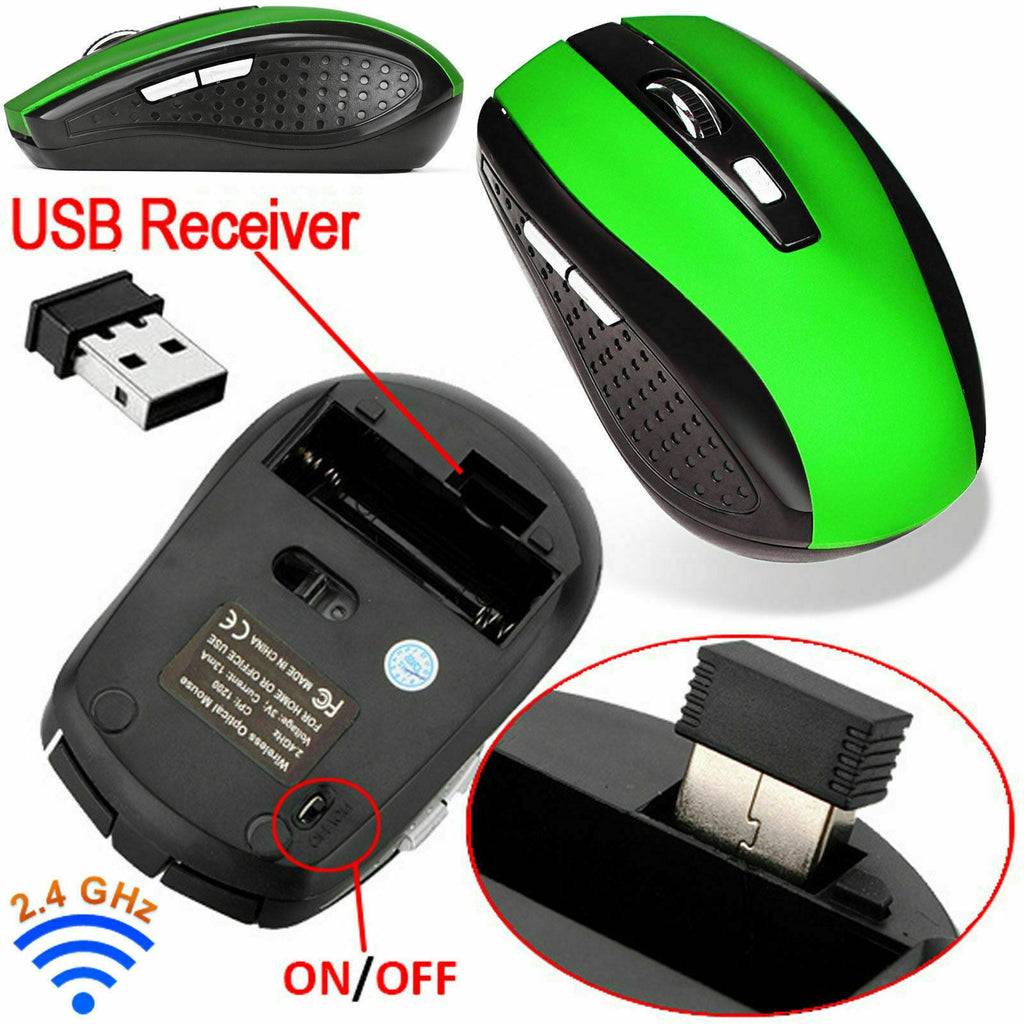 2.4GHz Wireless Optical Mouse Mice & USB Receiver For PC Laptop
