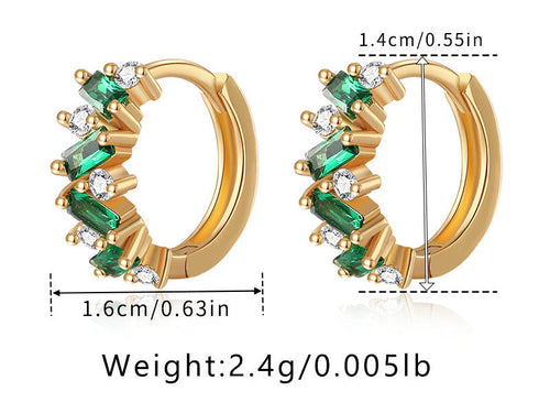 Leaf Inlaid Zircon Emerald Temperament Ear Clip Special-interest