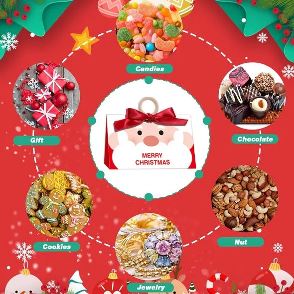 10 Pcs Christmas Candy Boxes With Ribbon And Wooden Ring Merry
