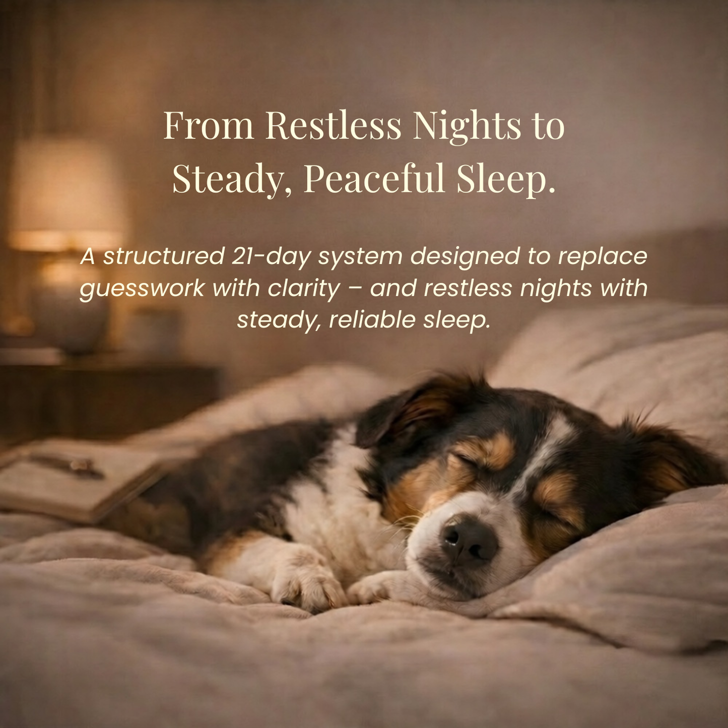 Canine Sleep Optimization Protocol™. Restore Calm Nights. Rebuild Confidence. End the Guesswork. Daily-Ease