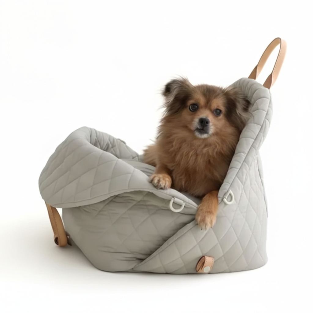 NomadPet™ 3-in-1 Luxury Travel Suite – Premium Car Booster Seat, Designer Tote Bag & Portable Pet Bed – Quilted, Washable Safety Carrier for Small Dogs & Cats Daily-Ease
