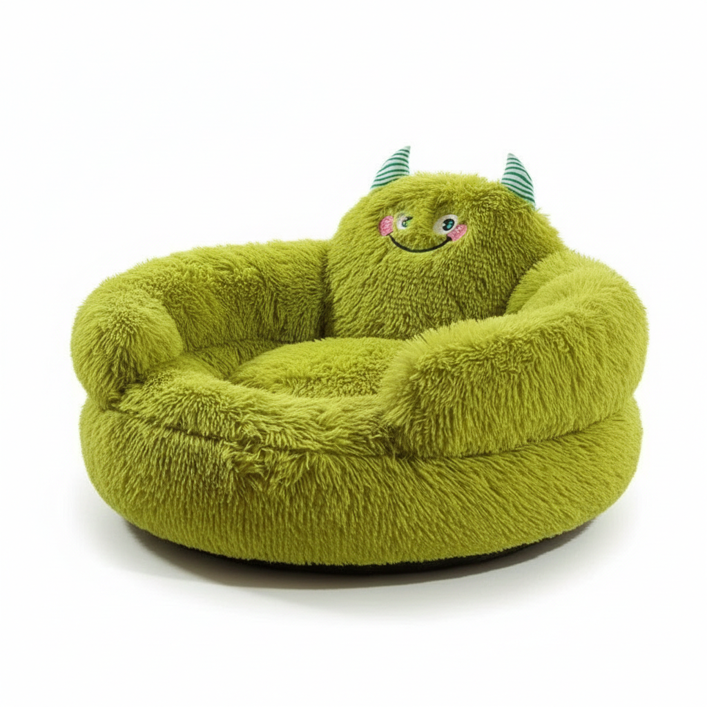 Paw Shape Calming Pet Bed, Plush Faux Fur Donut Bed for Dogs & Cats, Machine Washable, Non-Slip Bottom Daily-Ease