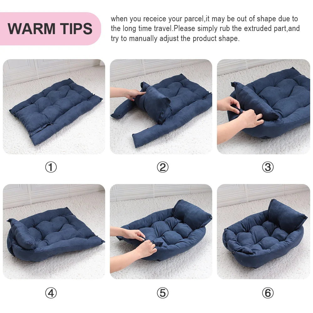 Warm Dog Sofa Bed Winter Pet Dog Cat Bed Sleeping House Kennel Mat Cat Puppy Mattress Pet House Cushion For Small Large Dogs Daily-Ease