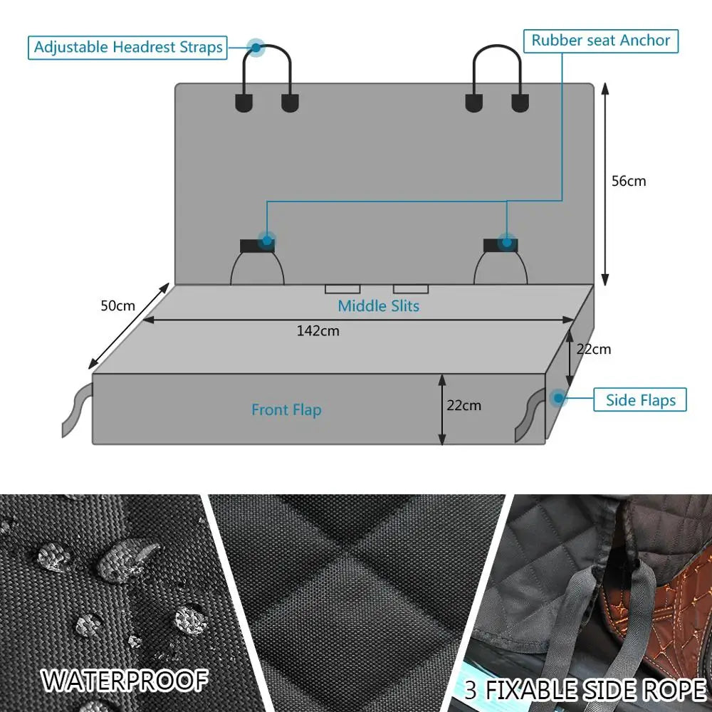 Dog Car Seat Cover Pet Travel Carrier Mattress Waterproof Dog Car Seat Protector With Middle Seat Armrest For Dogs Daily-Ease
