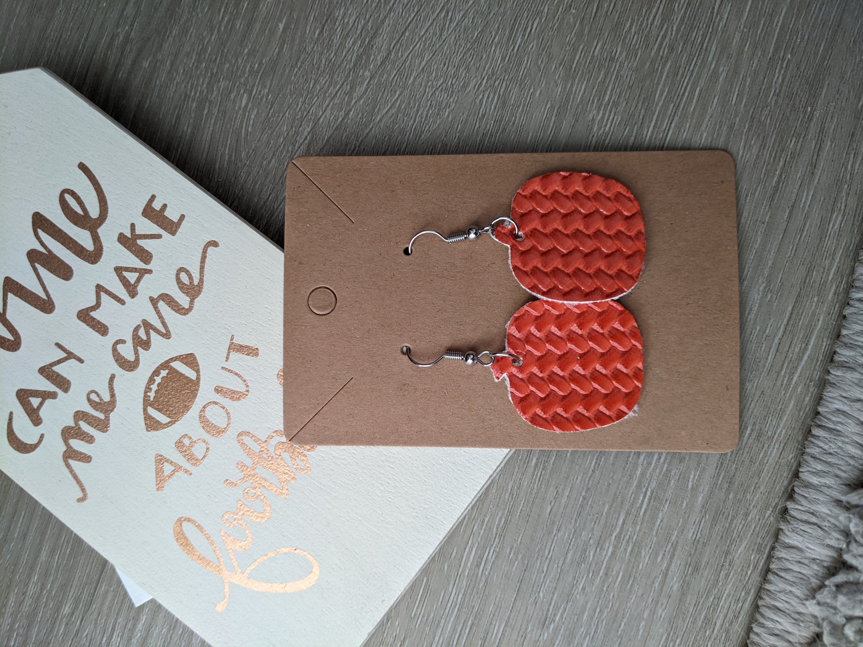 Handmade faux leather pumpkin earrings