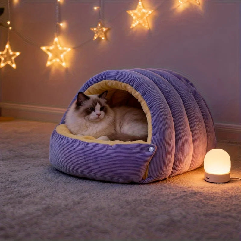 Winter Warm Cat Bed Warm Pet House Pet Sleeping Nest Thickening Warmth Soft Kittens Sleeping Bed Cat Cave For Pet Cat Dog Warmth Daily-Ease