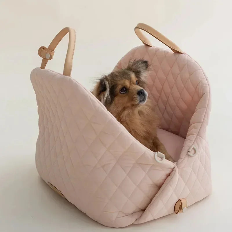 Portable Luxury Pet Carrier Handbag-Washable Dog & Cat Travel Bed Small Pets Puppy Safety Car Seat Booster Tote Pet Accessories Daily-Ease