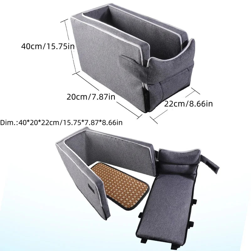Car Center Console Pet Bed Mat   Fiber Pet Safety Seat  Essential for Cat & Do Travel  Small pet car carrierNon-slip pet car s Daily-Ease