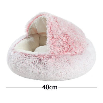 Soft Plush Pet Bed with Cover Round Cat Bed Pet Mattress Warm   Cat Dog  Sleeping Nest Cave for Small Dogs kitten Daily-Ease