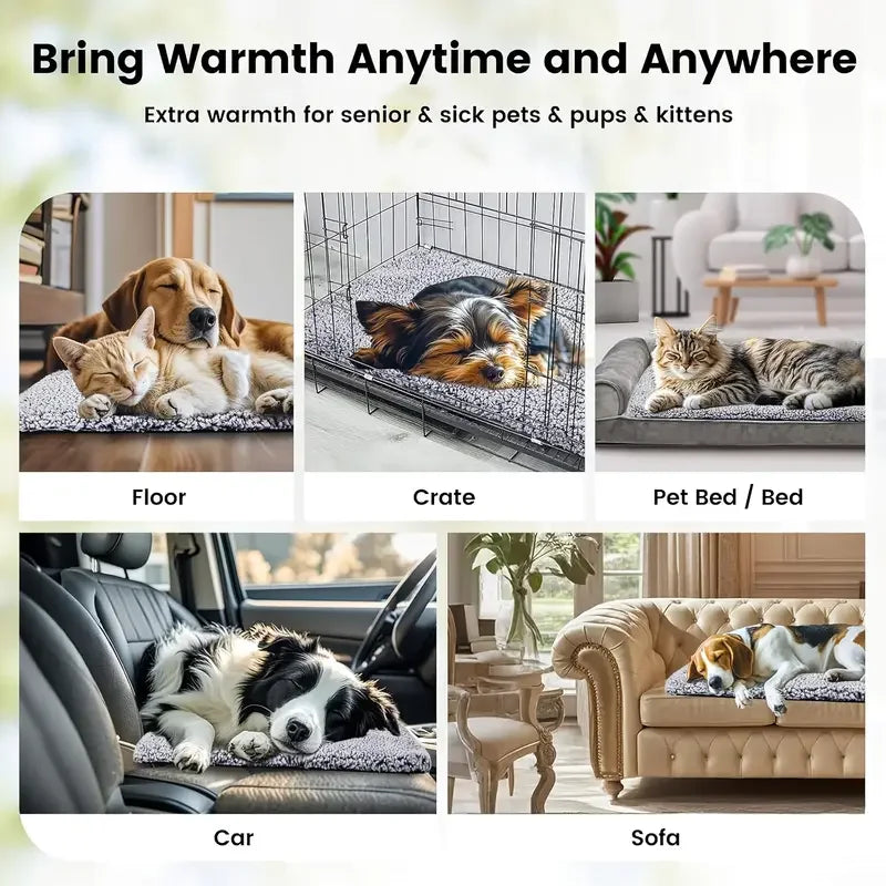 Self-Warming Pet Pad Blanket, Electric-Free Thermal Bed Mat, Anti-Slip for Cats Dogs Winter Warmth Mat Heat Reflecting Core Pad Daily-Ease