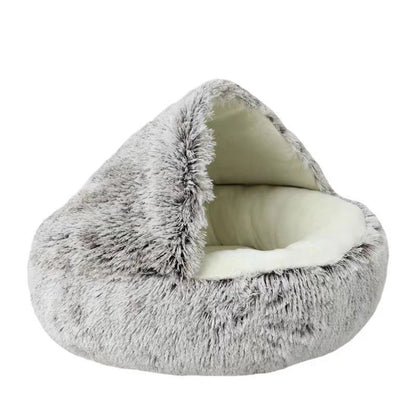 Soft Plush Pet Bed with Cover Round Cat Bed Pet Mattress Warm   Cat Dog  Sleeping Nest Cave for Small Dogs kitten Daily-Ease