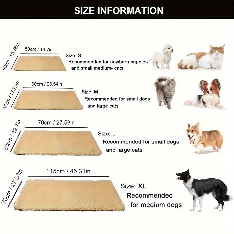 Self-Warming Pet Pad Blanket, Electric-Free Thermal Bed Mat, Anti-Slip for Cats Dogs Winter Warmth Mat Heat Reflecting Core Pad Daily-Ease