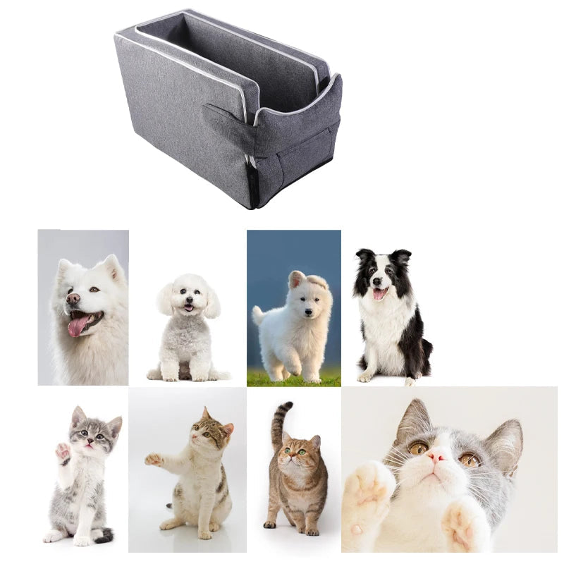 Car Center Console Pet Bed Mat   Fiber Pet Safety Seat  Essential for Cat & Do Travel  Small pet car carrierNon-slip pet car s Daily-Ease