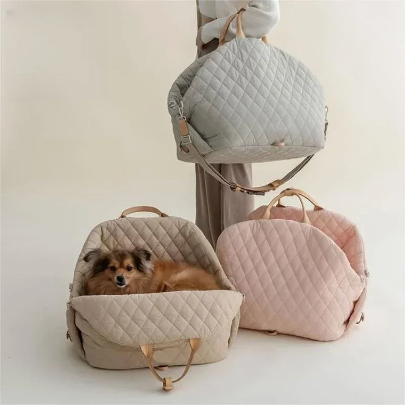 Portable Luxury Pet Carrier Handbag-Washable Dog & Cat Travel Bed Small Pets Puppy Safety Car Seat Booster Tote Pet Accessories Daily-Ease