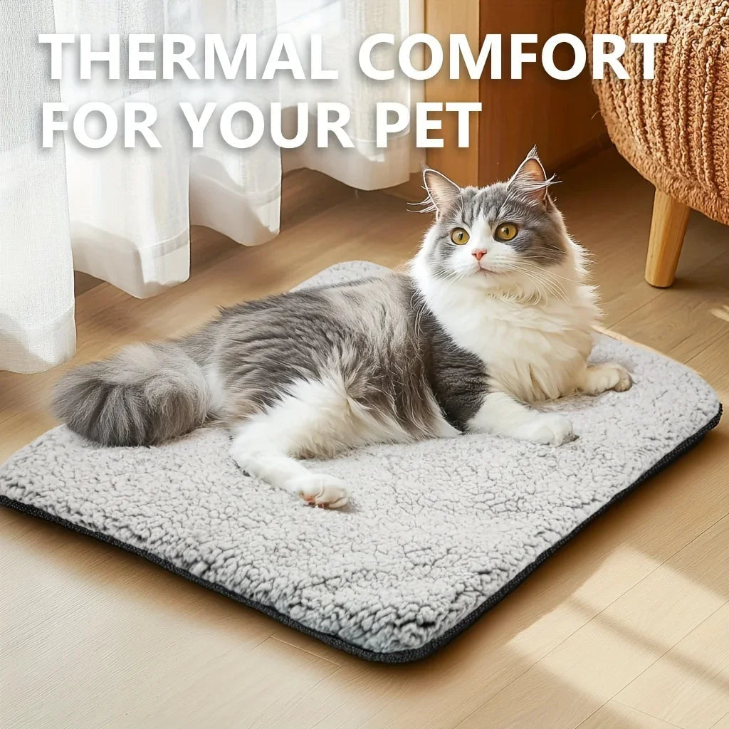 Self-Warming Pet Pad Blanket, Electric-Free Thermal Bed Mat, Anti-Slip for Cats Dogs Winter Warmth Mat Heat Reflecting Core Pad Daily-Ease