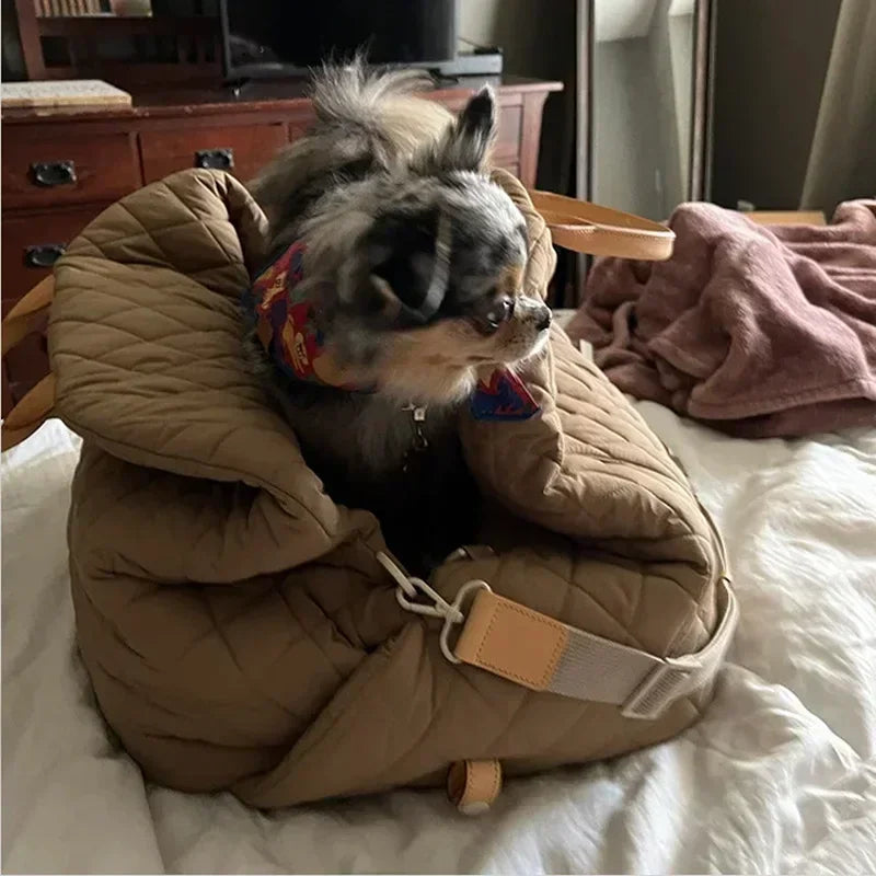 Portable Luxury Pet Carrier Handbag-Washable Dog & Cat Travel Bed Small Pets Puppy Safety Car Seat Booster Tote Pet Accessories Daily-Ease