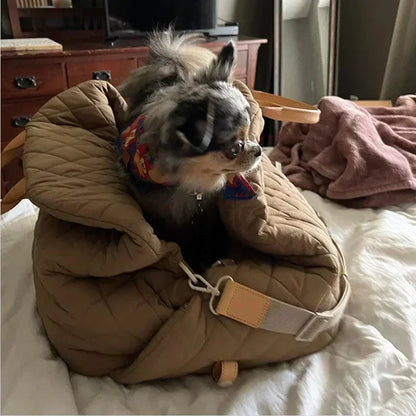 Portable Luxury Pet Carrier Handbag-Washable Dog & Cat Travel Bed Small Pets Puppy Safety Car Seat Booster Tote Pet Accessories Daily-Ease