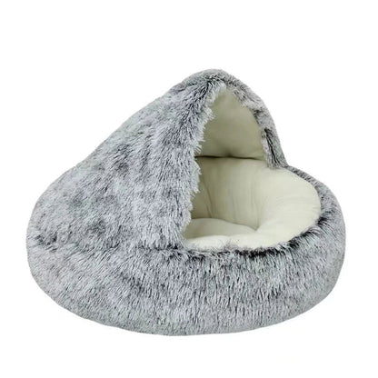 Soft Plush Pet Bed with Cover Round Cat Bed Pet Mattress Warm   Cat Dog  Sleeping Nest Cave for Small Dogs kitten Daily-Ease