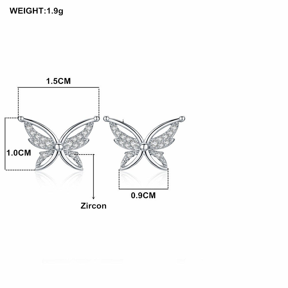 Personality All-Match Full Rhinestone Zircon Butterfly Copper-plated