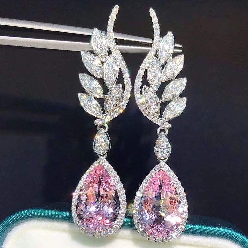 Huitan Pear Cubic Zirconia Dangle Earrings Women for Engagement