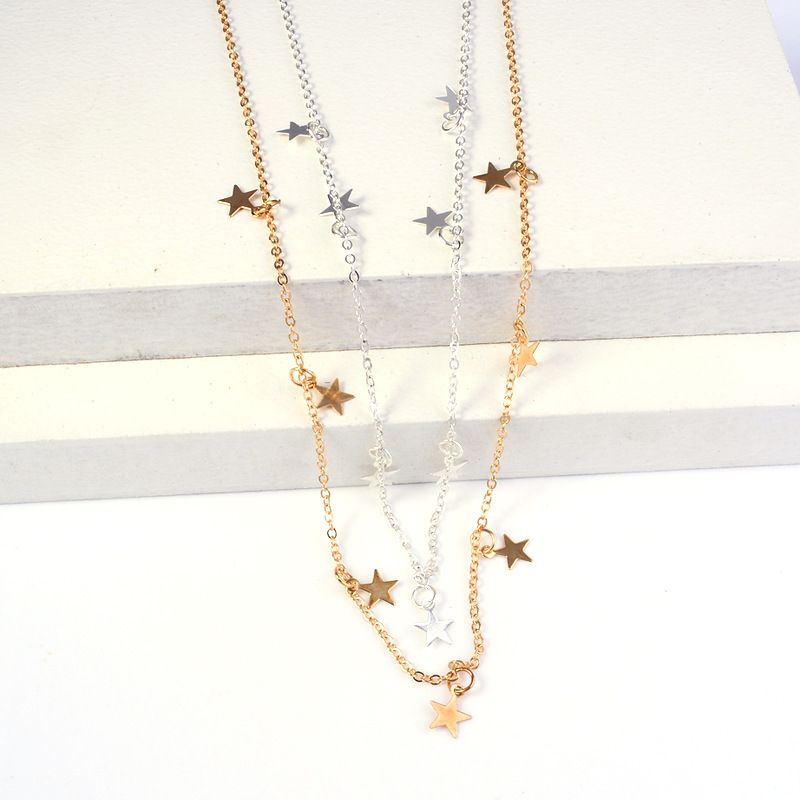 Fashion Simple Pentagram Pendant Necklace Metal Star Clavicle Chain