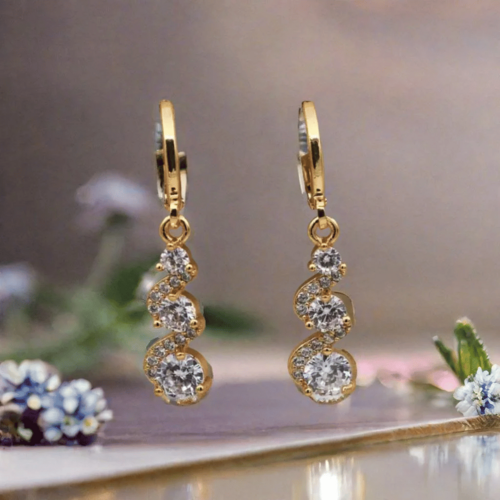 Vintage Swirl Round Green Stone Drop Dangle Earrings Women's Wedding