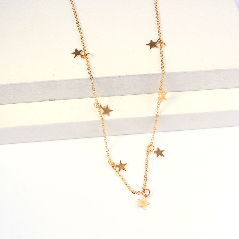 Fashion Simple Pentagram Pendant Necklace Metal Star Clavicle Chain