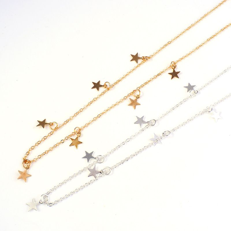 Fashion Simple Pentagram Pendant Necklace Metal Star Clavicle Chain