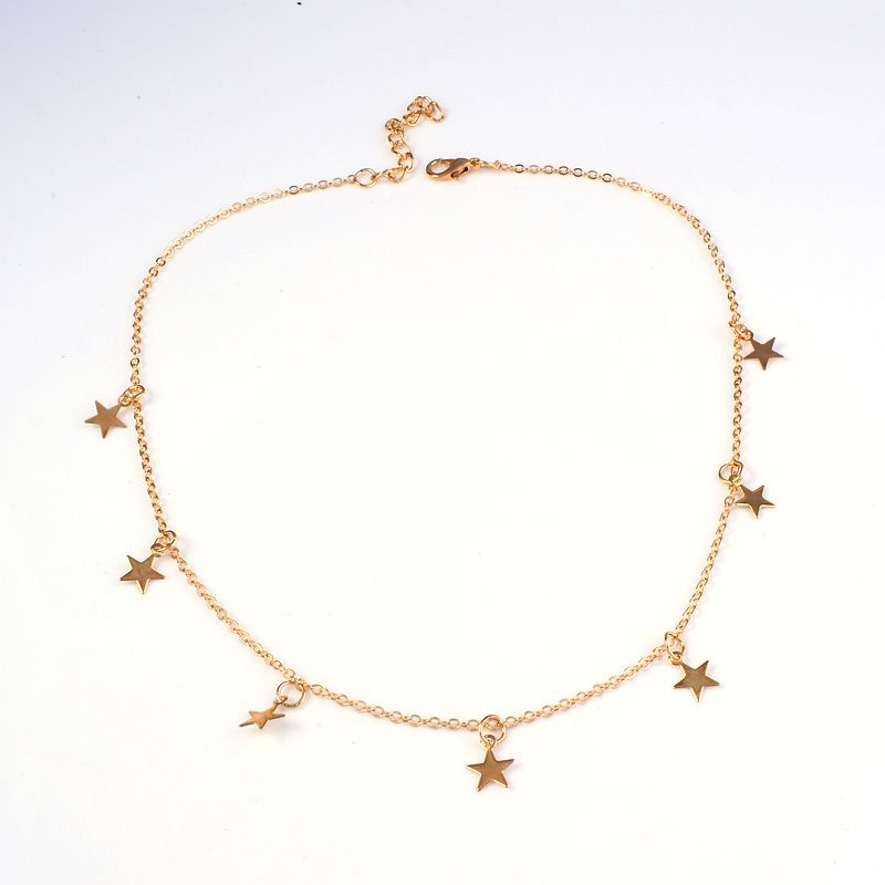 Fashion Simple Pentagram Pendant Necklace Metal Star Clavicle Chain