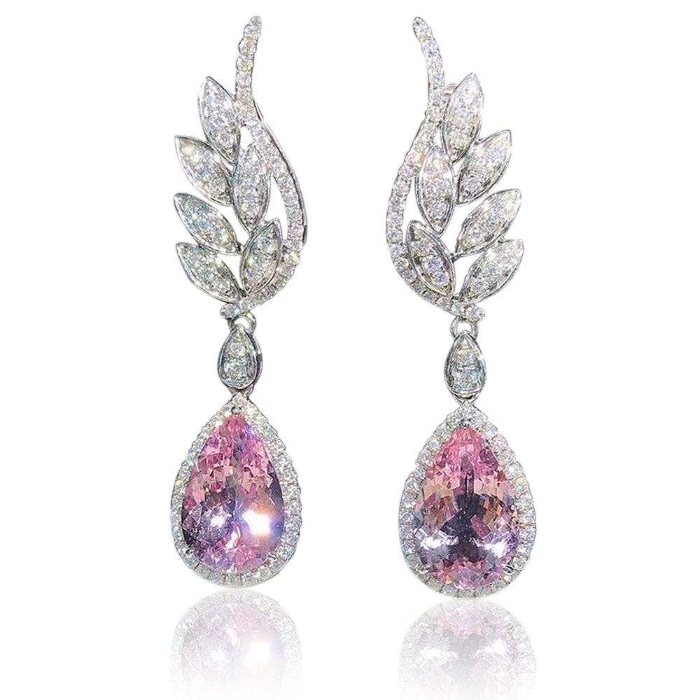 Huitan Pear Cubic Zirconia Dangle Earrings Women for Engagement