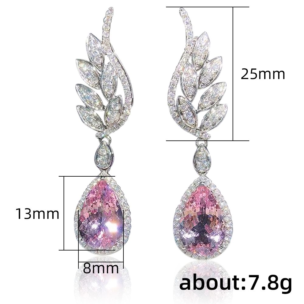 Huitan Pear Cubic Zirconia Dangle Earrings Women for Engagement