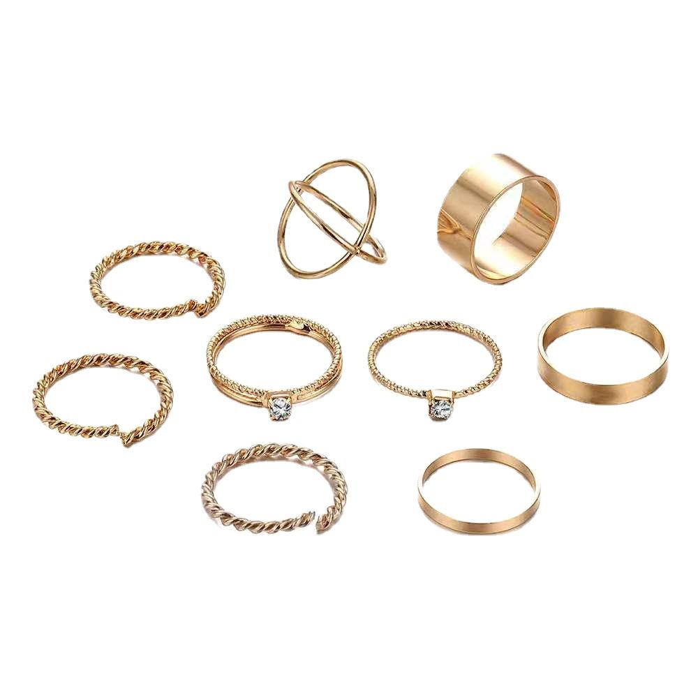 Set Woven Joint Ring Twisted 9Pieces