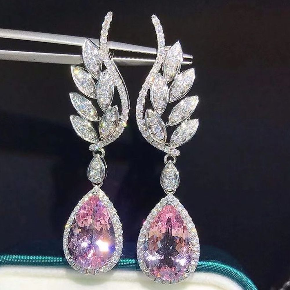 Huitan Pear Cubic Zirconia Dangle Earrings Women for Engagement