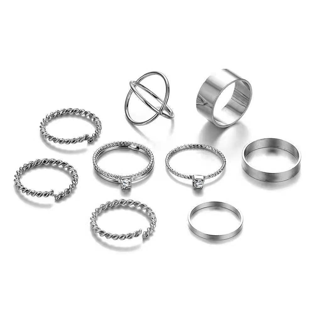 Set Woven Joint Ring Twisted 9Pieces