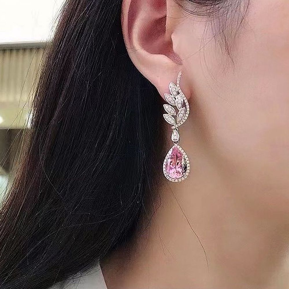 Huitan Pear Cubic Zirconia Dangle Earrings Women for Engagement