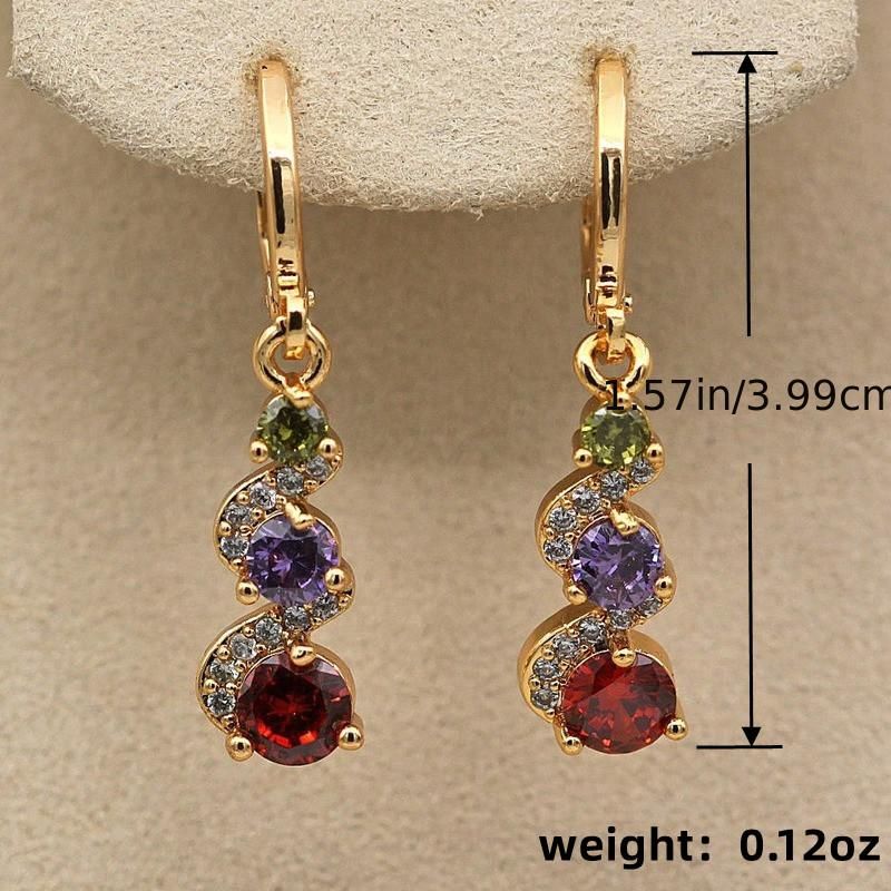 Vintage Swirl Round Green Stone Drop Dangle Earrings Women's Wedding